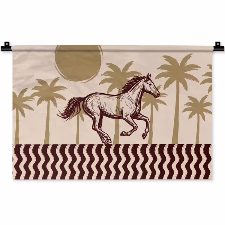 Wandkleed - Paard - Galopperend - Woestijn - Illustratie — 1