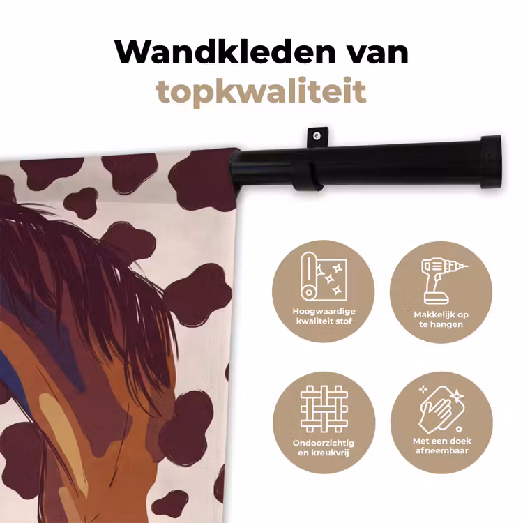Wandkleed - Paard - Martini - Dieren - Abstract - Bruin — 3