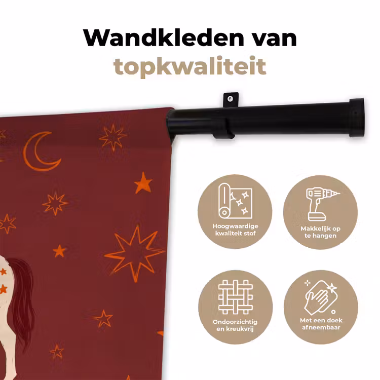Wandkleed - Paard - Ruiter - Sterren - Nacht - Illustratie — 3