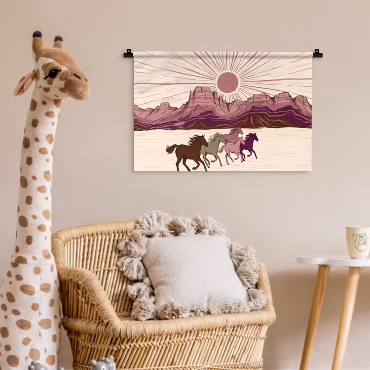 Wandkleed - Paarden - Rennend - Woestijn - Natuur - Abstract — 5