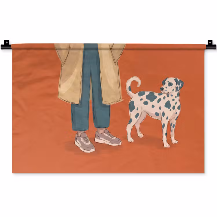 Wandkleed - Persoon - Hond - Dieren - Illustratie - Modern — 1