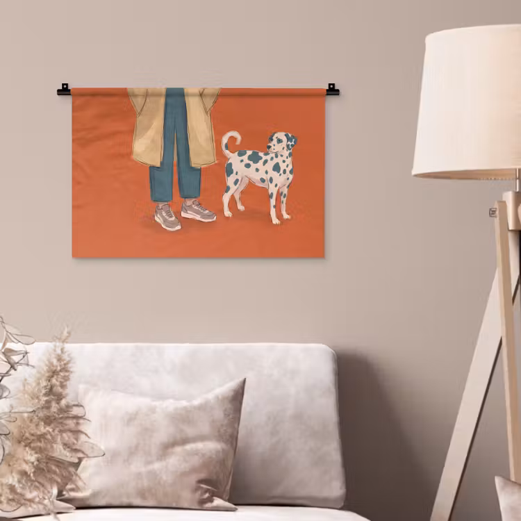 Wandkleed - Persoon - Hond - Dieren - Illustratie - Modern — 2