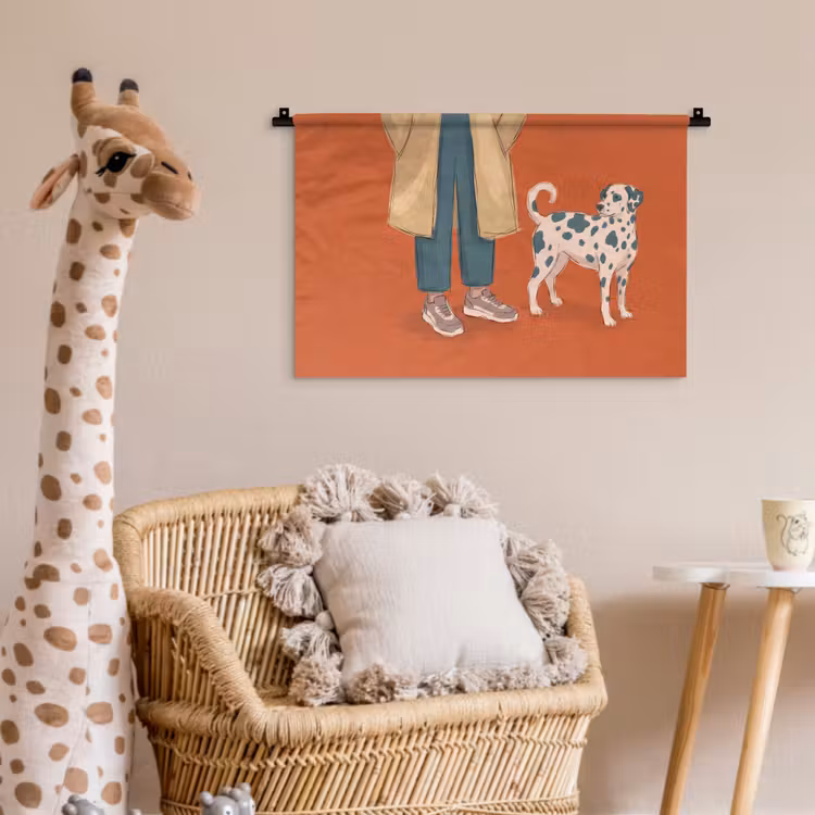 Wandkleed - Persoon - Hond - Dieren - Illustratie - Modern — 5