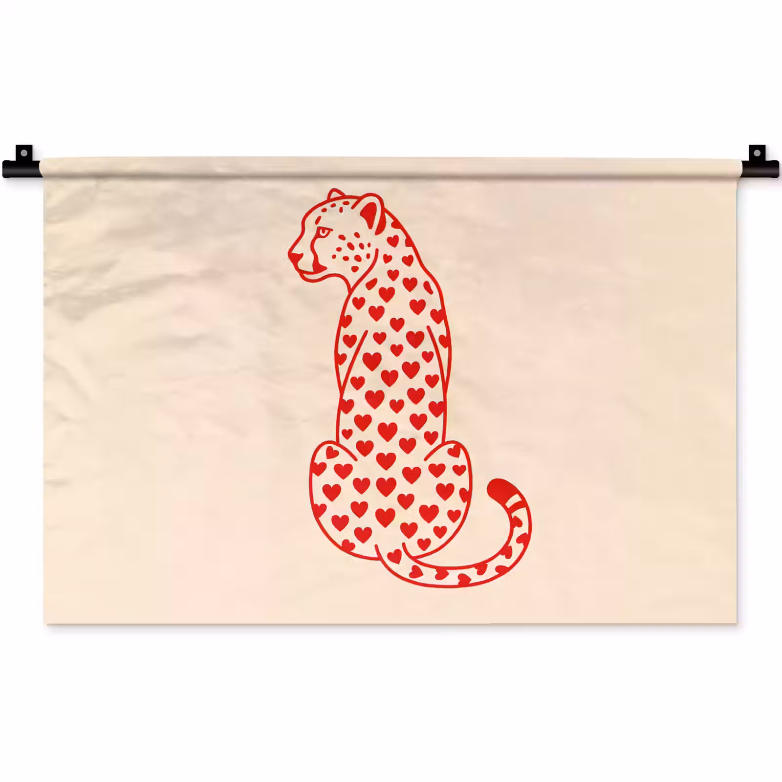 Wandkleed - Kat - Harten - Dieren - Modern - Rood — 1