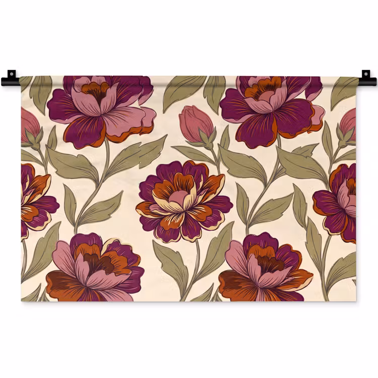 Wandkleed - Bloemen - Patroon - Natuur - Modern - Paars — 1