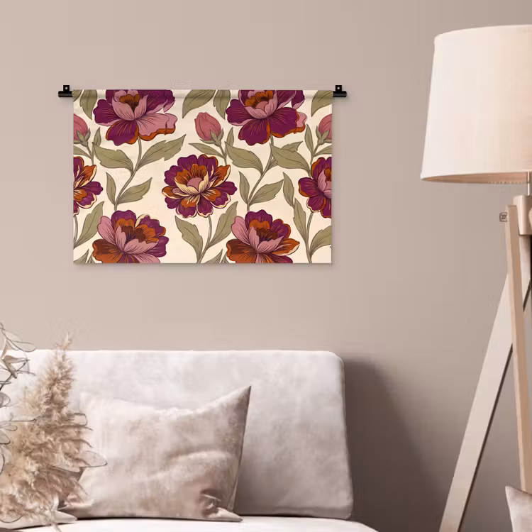 Wandkleed - Bloemen - Patroon - Natuur - Modern - Paars — 2