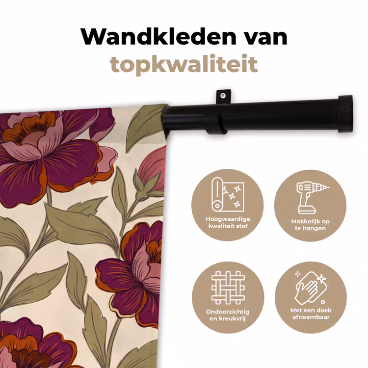 Wandkleed - Bloemen - Patroon - Natuur - Modern - Paars — 3