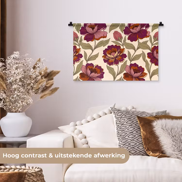 Wandkleed - Bloemen - Patroon - Natuur - Modern - Paars — 4