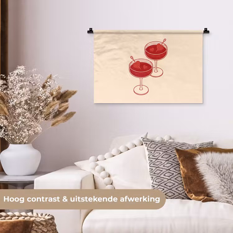 Wandkleed - Cocktail - Hartjes - Liefde - Illustratie - Rood — 4