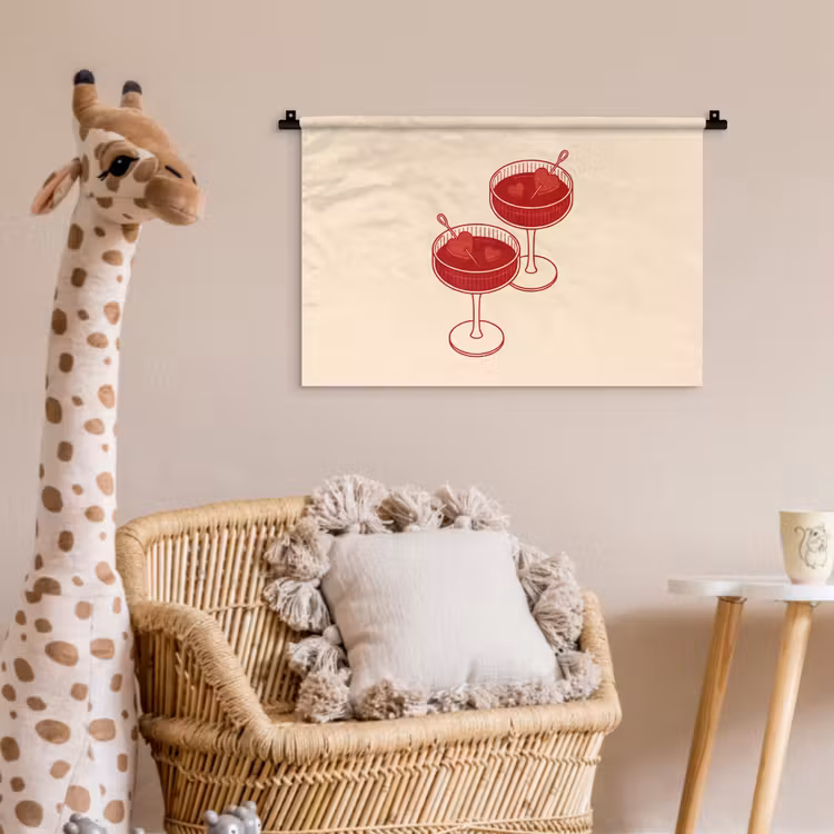 Wandkleed - Cocktail - Hartjes - Liefde - Illustratie - Rood — 5