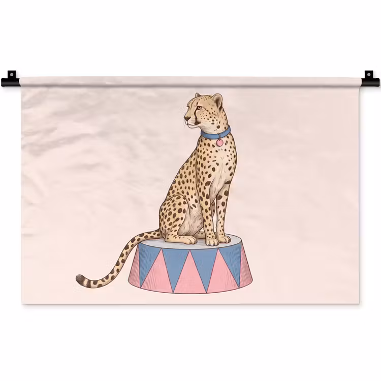 Wandkleed - Dieren - Circus - Illustratie - Vintage - Roze — 1