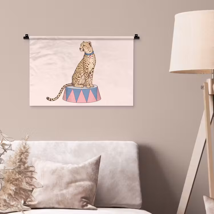 Wandkleed - Dieren - Circus - Illustratie - Vintage - Roze — 2