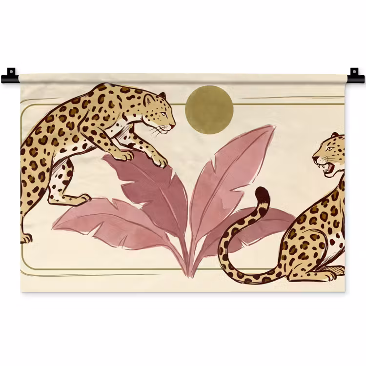 Wandkleed - Dieren - Kat - Jungle - Illustratie - Beige — 1