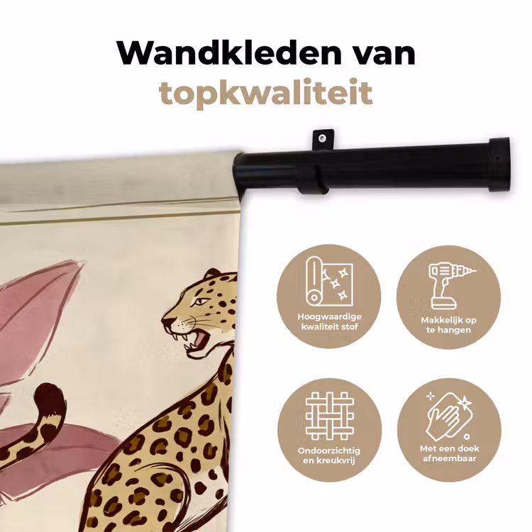Wandkleed - Dieren - Kat - Jungle - Illustratie - Beige — 3
