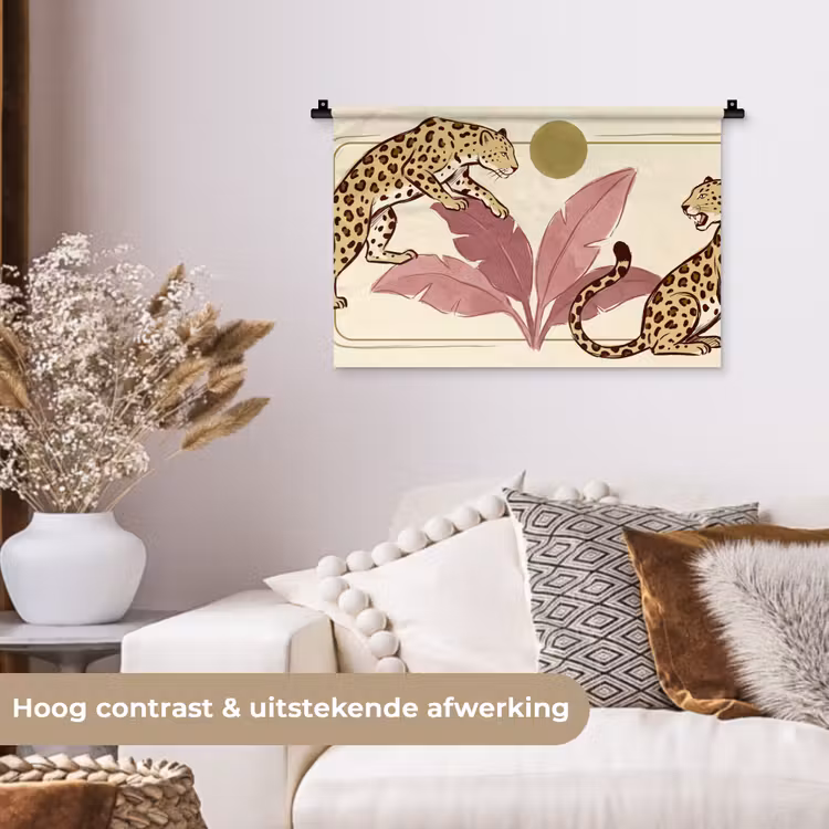 Wandkleed - Dieren - Kat - Jungle - Illustratie - Beige — 4