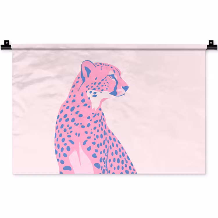 Wandkleed - Dieren - Profiel - Abstract - Roze - Blauw — 1