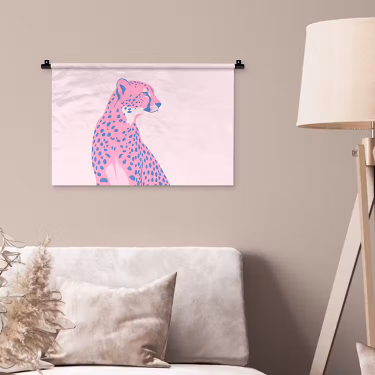 Wandkleed - Dieren - Profiel - Abstract - Roze - Blauw — 2
