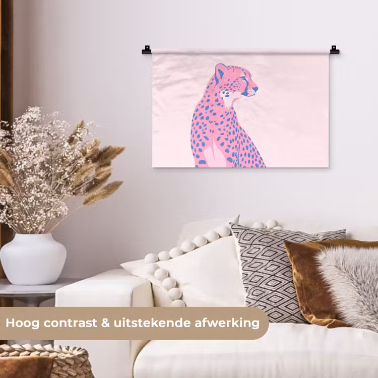 Wandkleed - Dieren - Profiel - Abstract - Roze - Blauw — 4