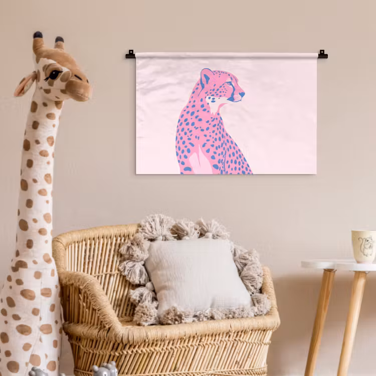 Wandkleed - Dieren - Profiel - Abstract - Roze - Blauw — 5