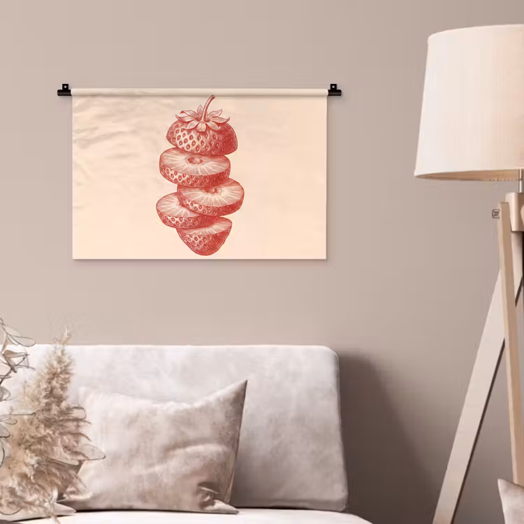 Wandkleed - Fruit - Gesneden - Illustratie - Rood - Vintage — 2