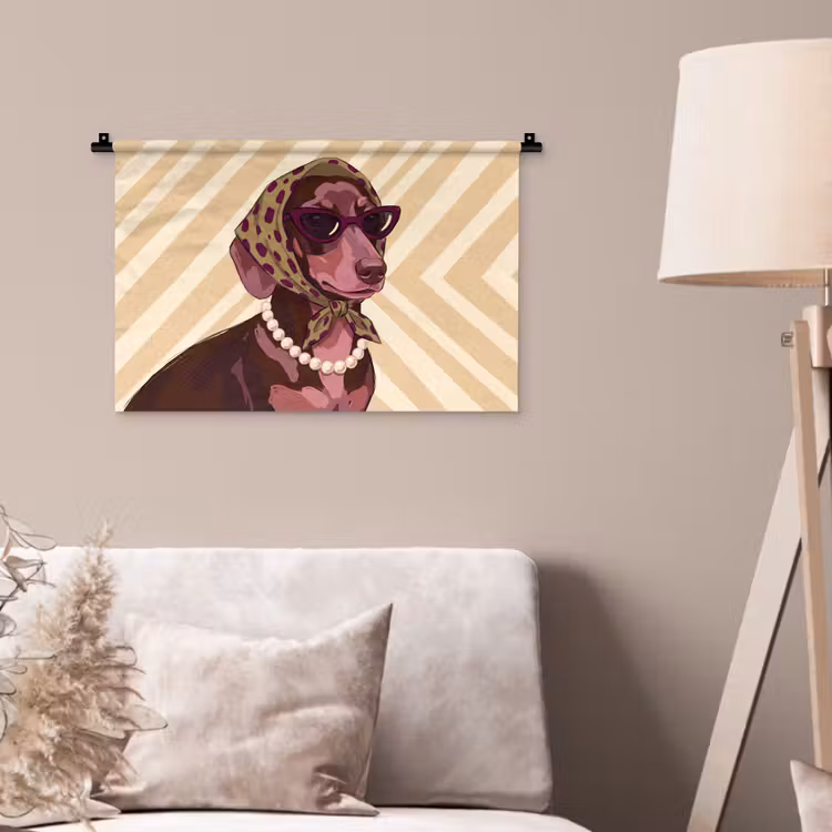 Wandkleed - Hond - Zonnebril - Hoofddoek - Dieren - Modern — 2