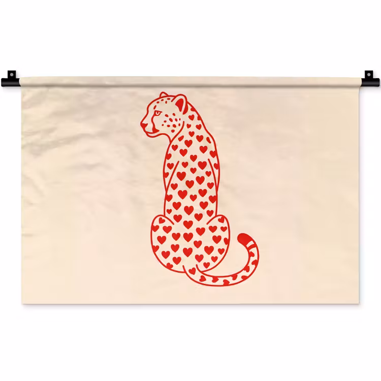 Wandkleed - Kat - Harten - Dieren - Modern - Rood — 1