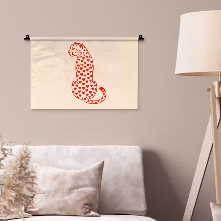 Wandkleed - Kat - Harten - Dieren - Modern - Rood — 2