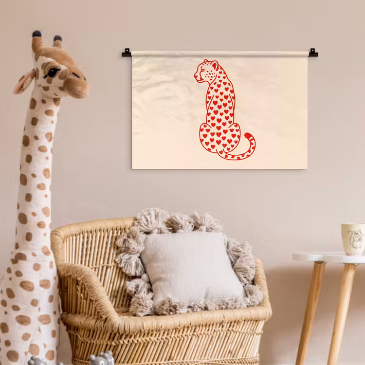 Wandkleed - Kat - Harten - Dieren - Modern - Rood — 5