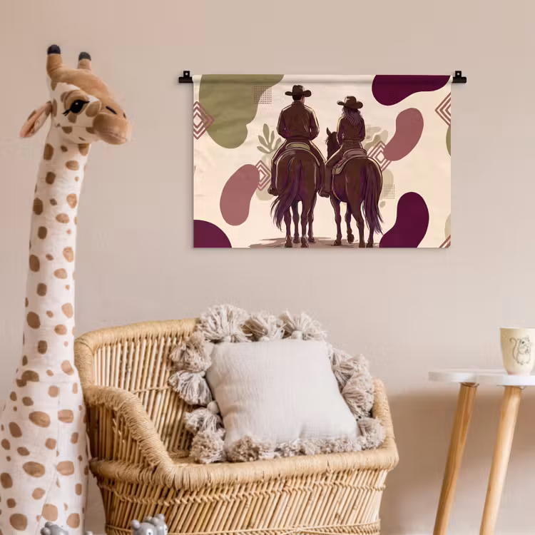 Wandkleed - Mensen - Ruiters - Western - Illustratie - Bruin — 5