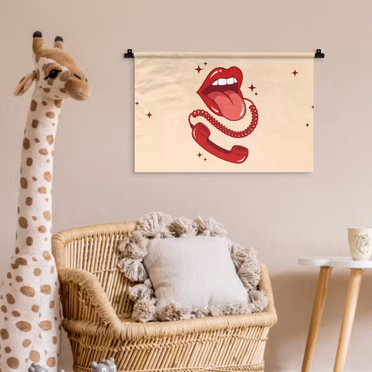 Wandkleed - Mond - Telefoon - Popart - Rood - Illustratie — 5