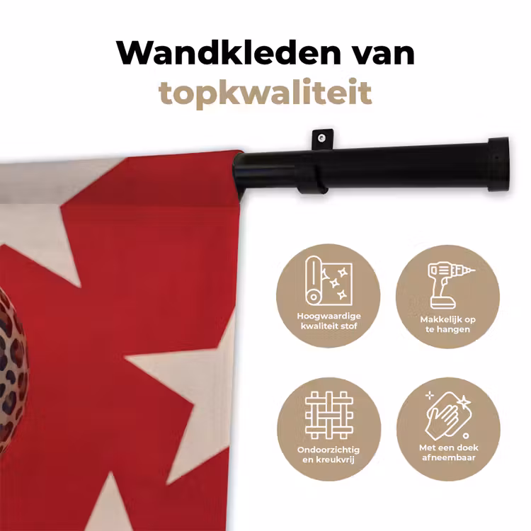 Wandkleed - Spel - Dierenprint - Nummer 8 - Modern - Rood — 3