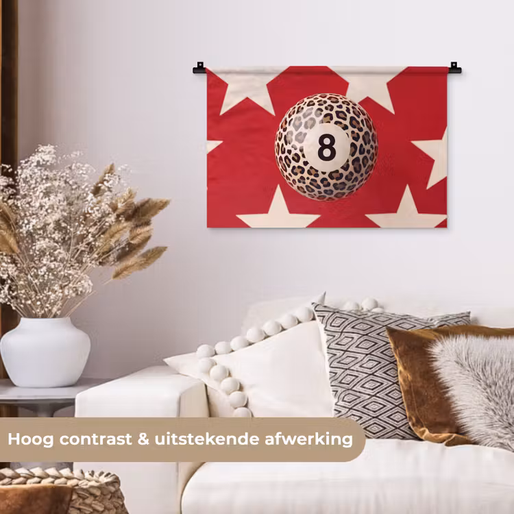 Wandkleed - Spel - Dierenprint - Nummer 8 - Modern - Rood — 4