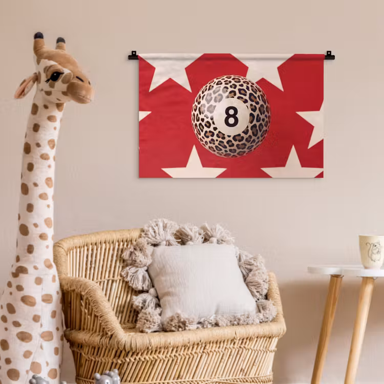Wandkleed - Spel - Dierenprint - Nummer 8 - Modern - Rood — 5