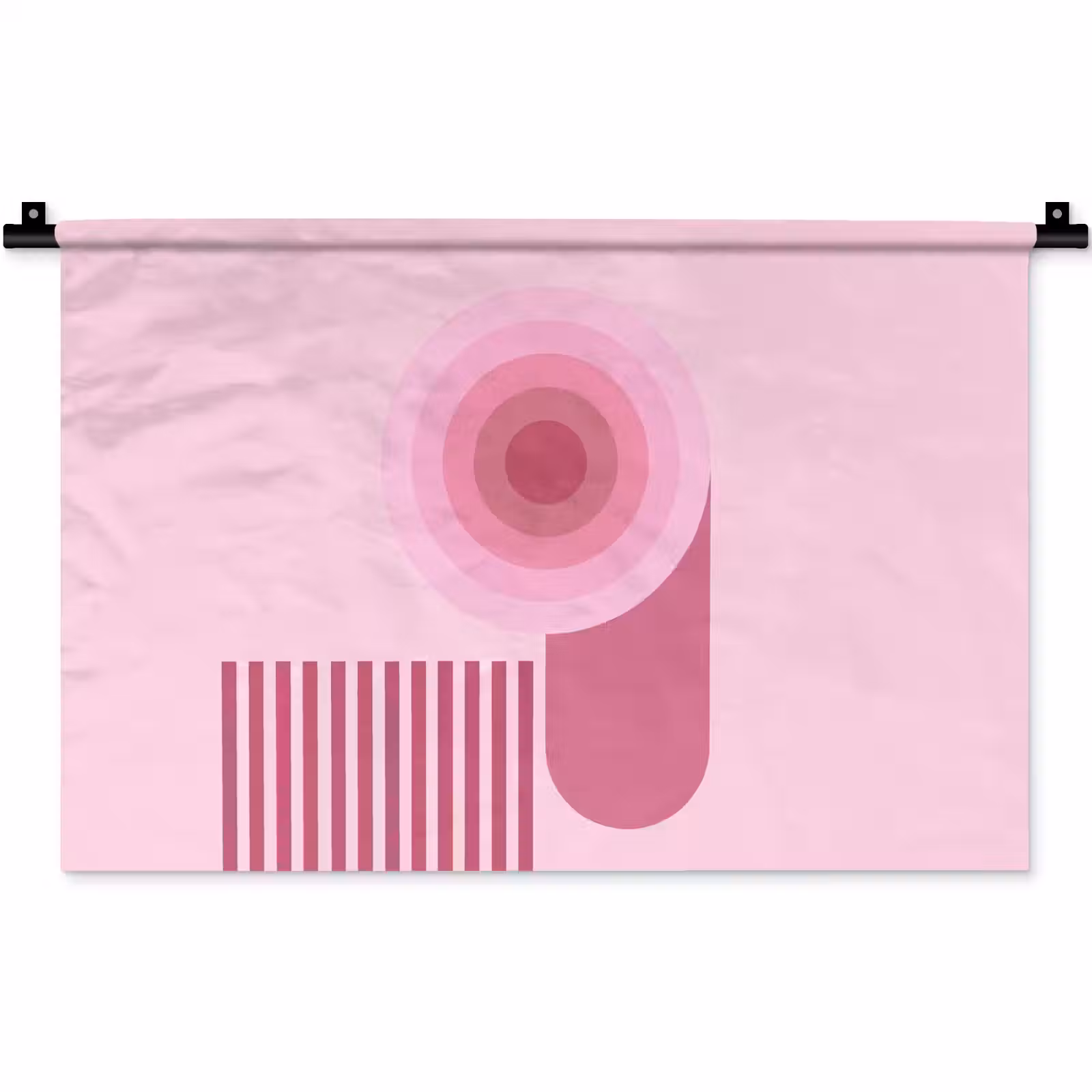Wandkleed - Abstract - Cirkels - Strepen - Modern - Roze — 1