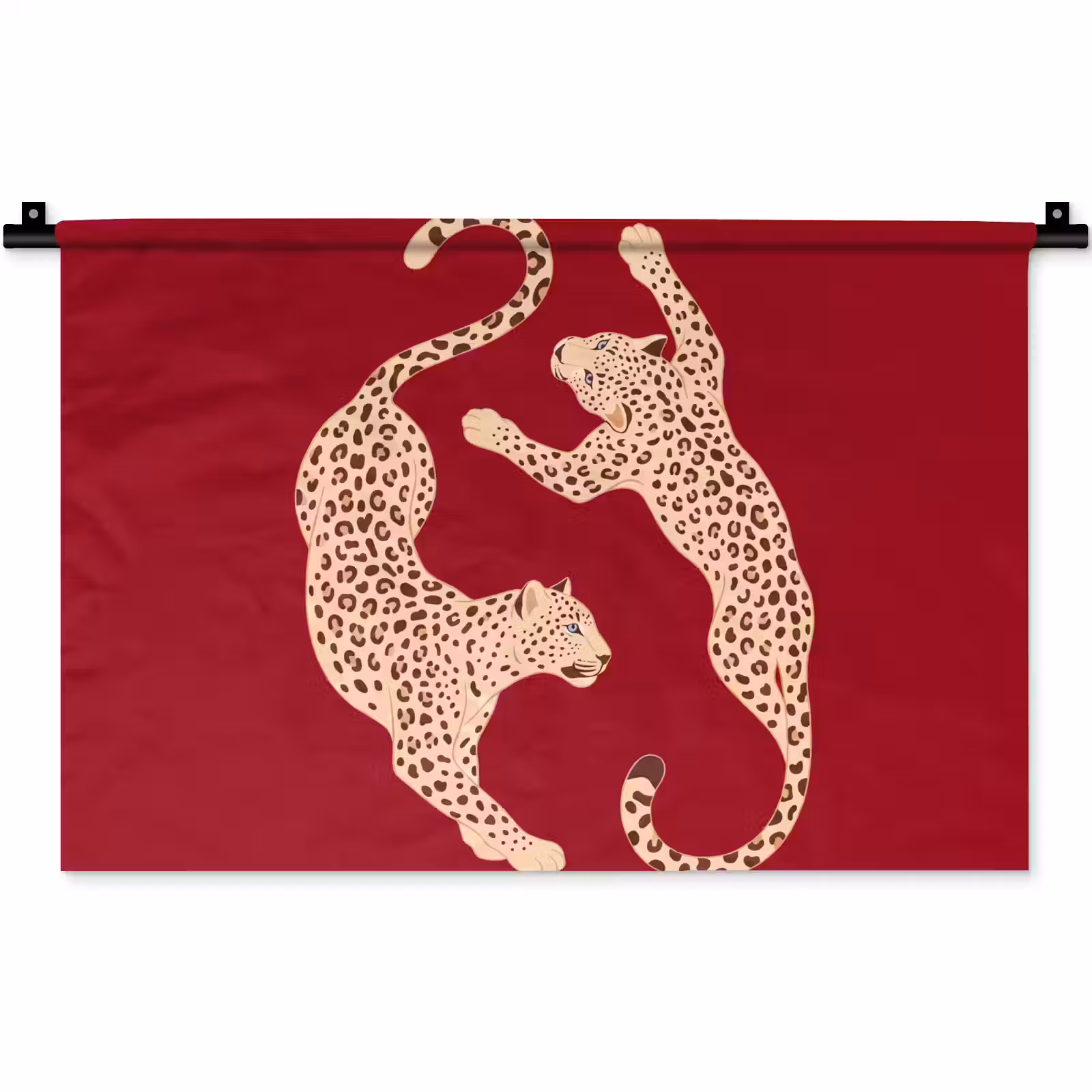 Wandkleed - Dieren - Luipaard - Abstract - Rood - Modern — 1