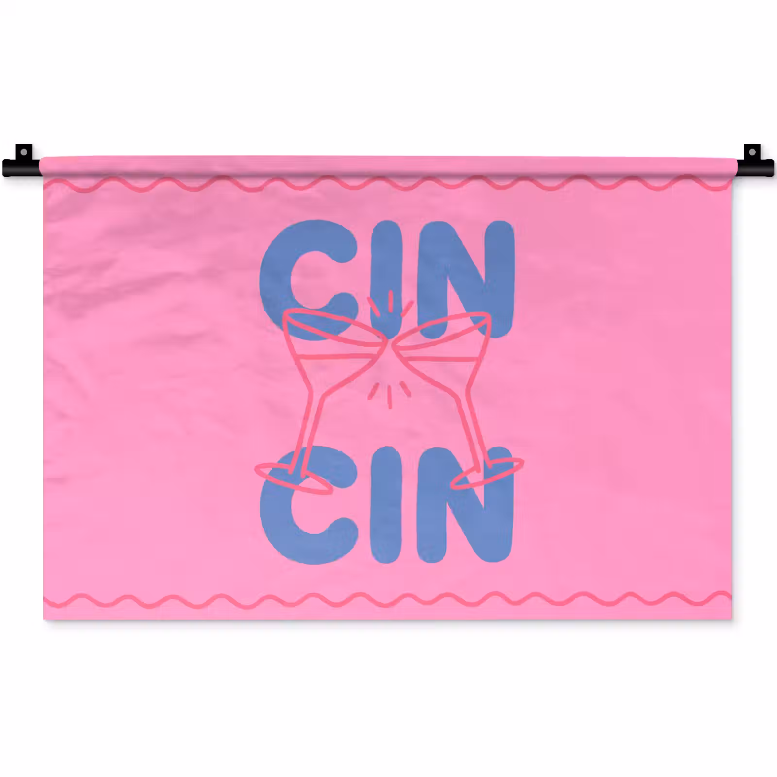 Wandkleed - Drank - Glazen - Proost - Modern - Roze — 1