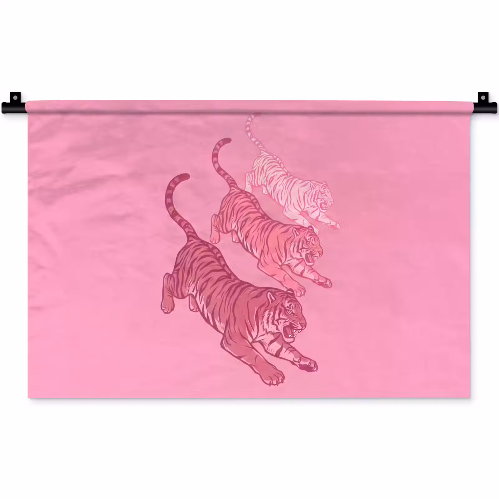 Wandkleed - Kat - Springend - Dieren - Roze - Modern — 1
