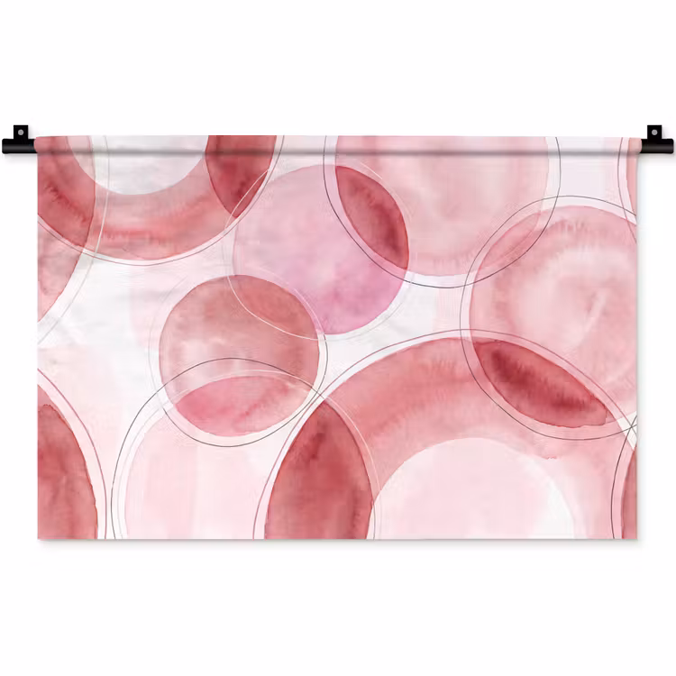 Wandkleed - Abstract - Cirkels - Modern - Roze - Kunst — 1