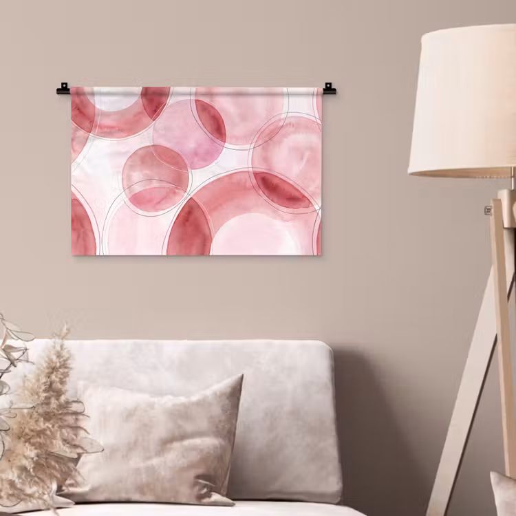 Wandkleed - Abstract - Cirkels - Modern - Roze - Kunst — 2