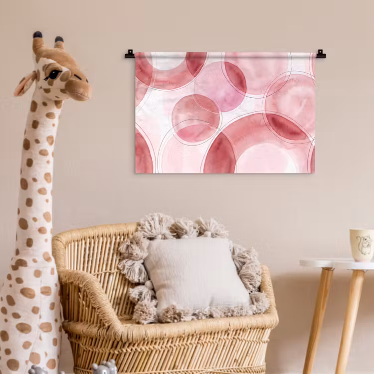 Wandkleed - Abstract - Cirkels - Modern - Roze - Kunst — 5