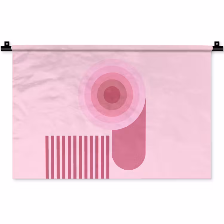 Wandkleed - Abstract - Cirkels - Strepen - Modern - Roze — 1
