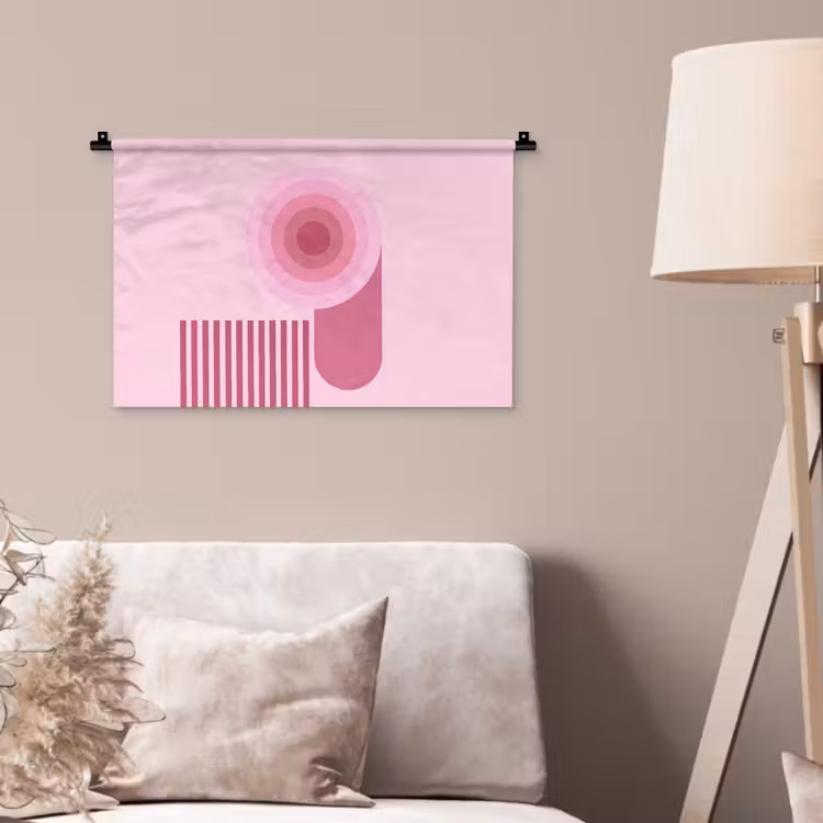 Wandkleed - Abstract - Cirkels - Strepen - Modern - Roze — 2