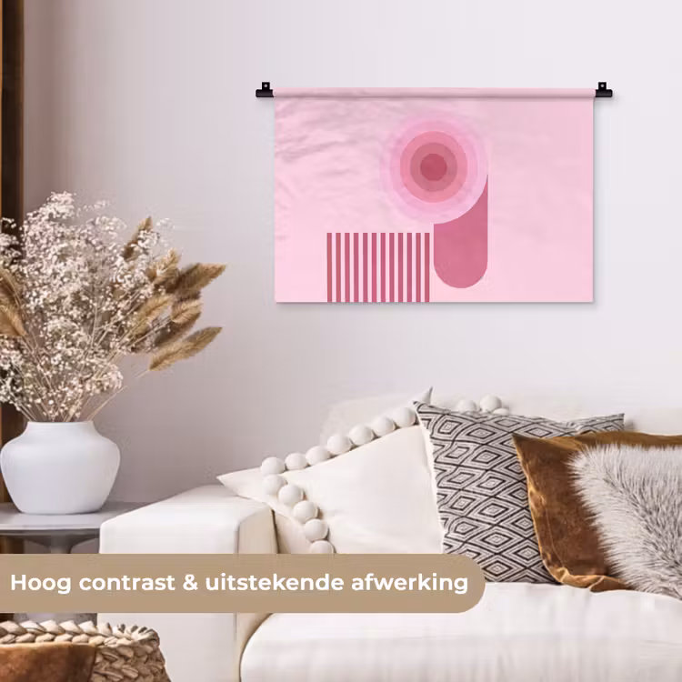 Wandkleed - Abstract - Cirkels - Strepen - Modern - Roze — 4