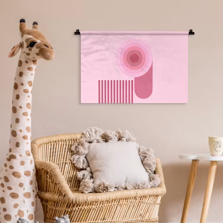 Wandkleed - Abstract - Cirkels - Strepen - Modern - Roze — 5