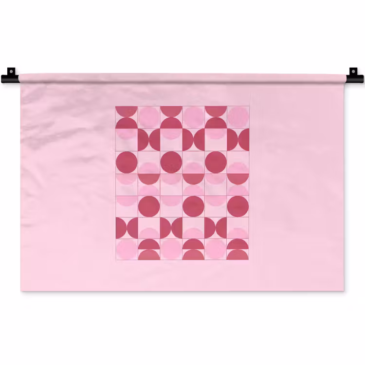 Wandkleed - Abstract - Geometrisch - Cirkels - Roze - Modern — 1