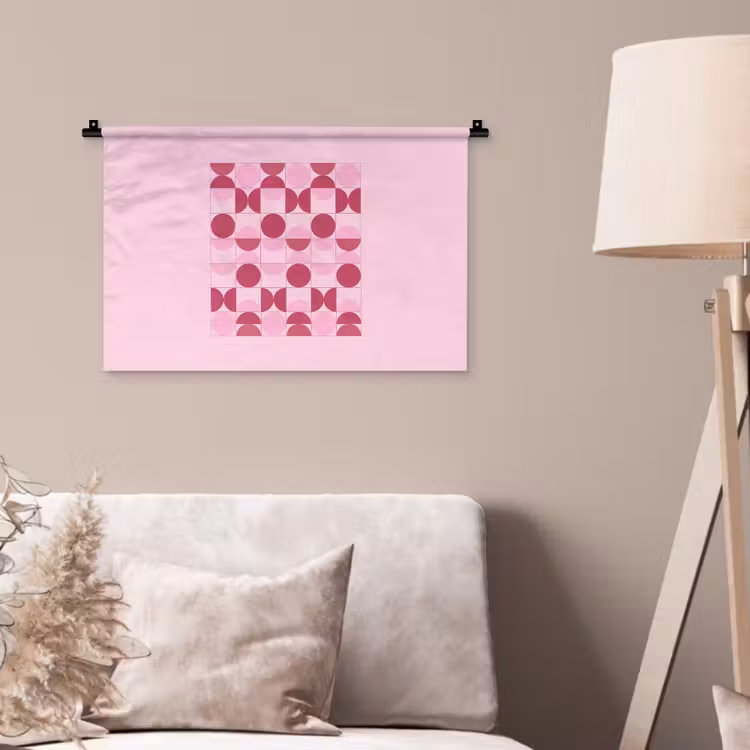 Wandkleed - Abstract - Geometrisch - Cirkels - Roze - Modern — 2