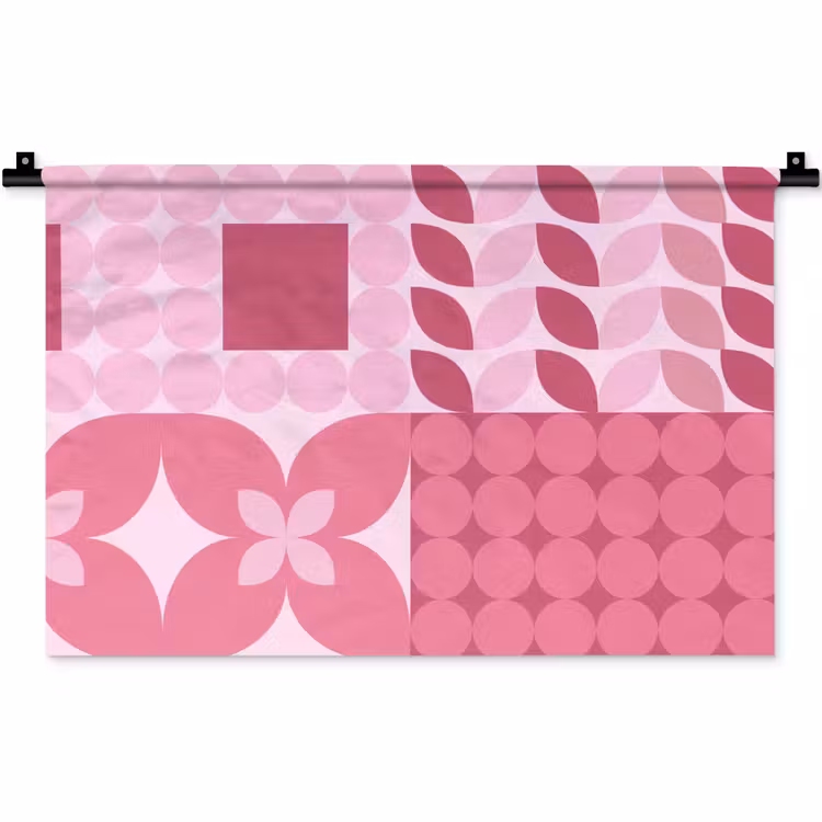 Wandkleed - Abstract - Geometrisch - Patroon - Modern - Roze — 1