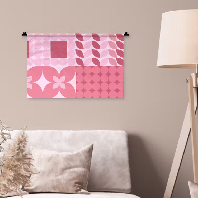 Wandkleed - Abstract - Geometrisch - Patroon - Modern - Roze — 2