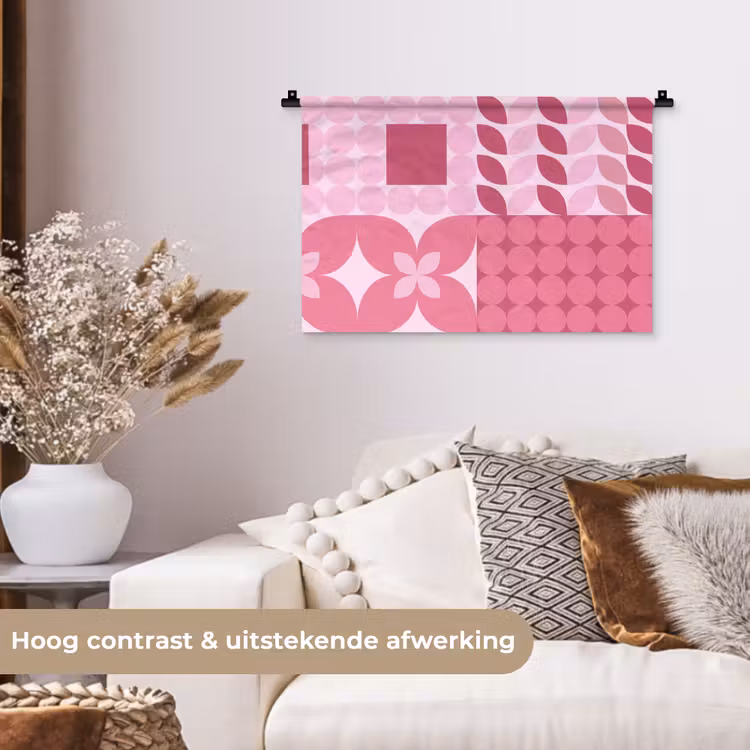 Wandkleed - Abstract - Geometrisch - Patroon - Modern - Roze — 4