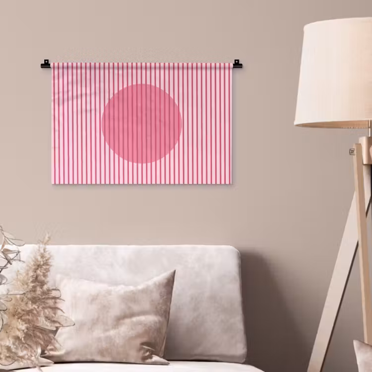 Wandkleed - Abstract - Strepen - Ovaal - Roze - Modern — 2